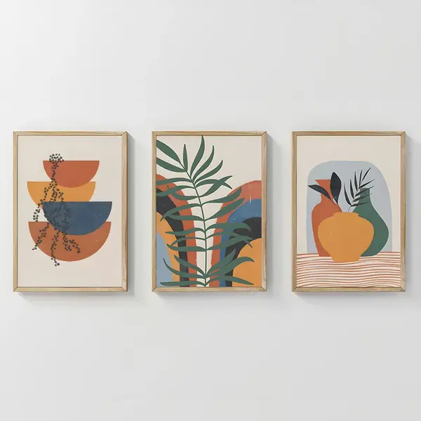 Tablou triptic Alenza, Cadru, Multicolor, 33x48 cm