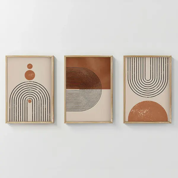 Tablou triptic Herela, Lemn, Multicolor, 33x48 cm