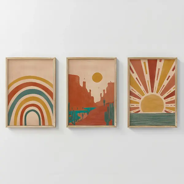 Tablou triptic Jecko, Multicolor, 33x48 cm