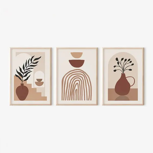 Tablou triptic Rendala, Cadru, Multicolor, 33x48 cm