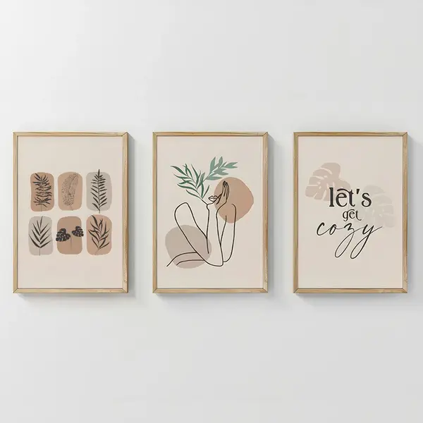 Tablou triptic Xinbia, Cadru, Multicolor, 33x48 cm