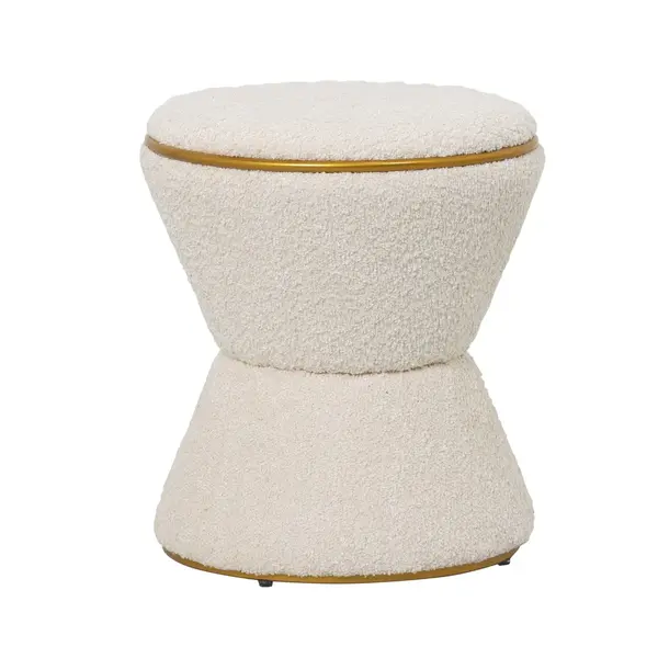 Taburet AGLAVO BOUCLE GOLD Ø38 CM - Cream