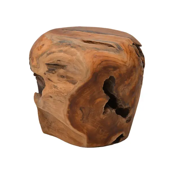 Taburet Bolare din lemn de teak, Natural, Ø40x35 cm