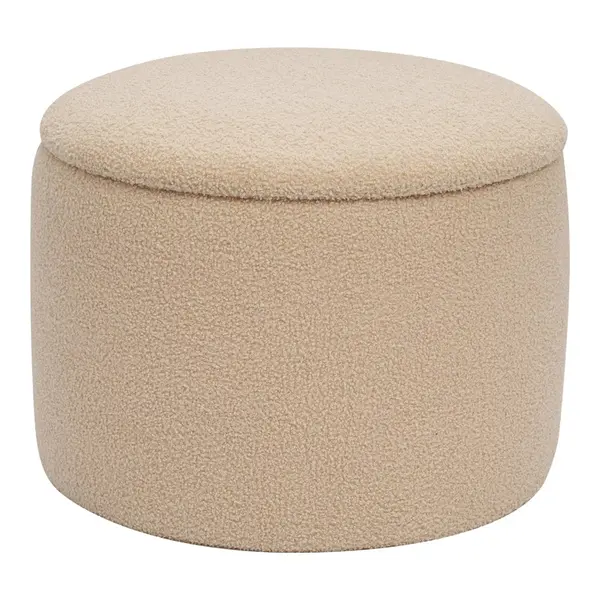 Taburet cu depozitare Ottoman Roundy boucle Bej 55x55x41.5 cm
