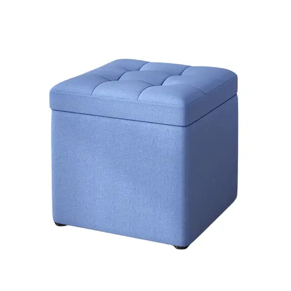 Taburet cu spațiu de depozitare, 30x30x35cm, Albastru &ndash; Design modern din material textil și burete