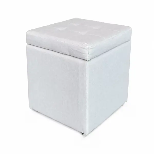 Taburet cu spațiu de depozitare, 30x30x35cm, Crem &ndash; Design modern din material textil și burete