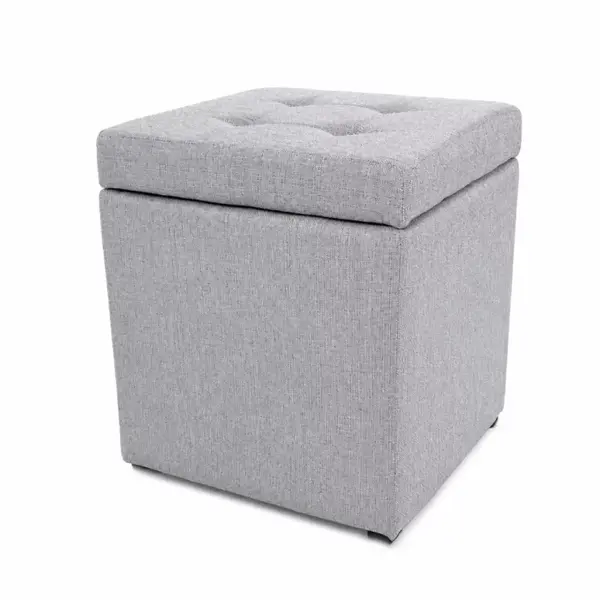 Taburet cu spațiu de depozitare, 30x30x35cm, Gri &ndash; Design modern din material textil și burete
