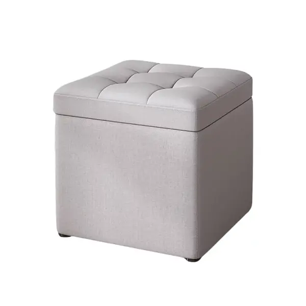 Taburet cu spațiu de depozitare, 30x30x35cm, Gri &ndash; Design modern din material textil și burete