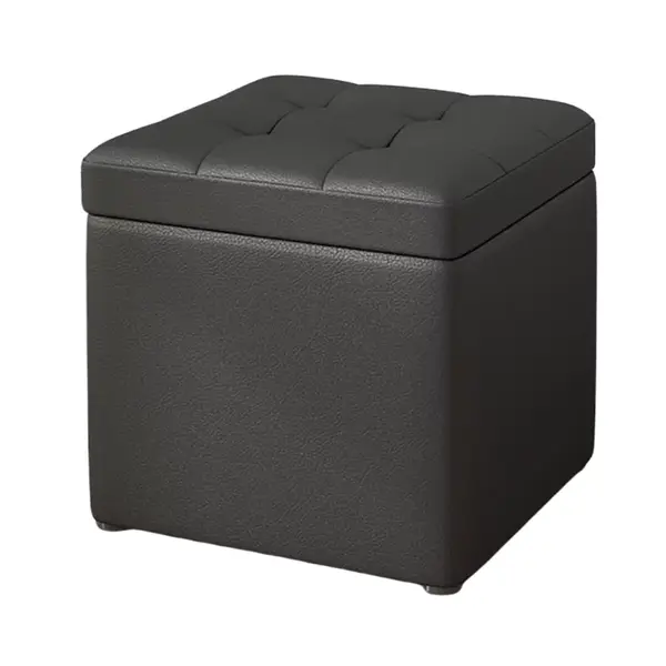 Taburet cu spațiu de depozitare, 30x30x35cm, Negru &ndash; Design modern din MDF, PU și burete
