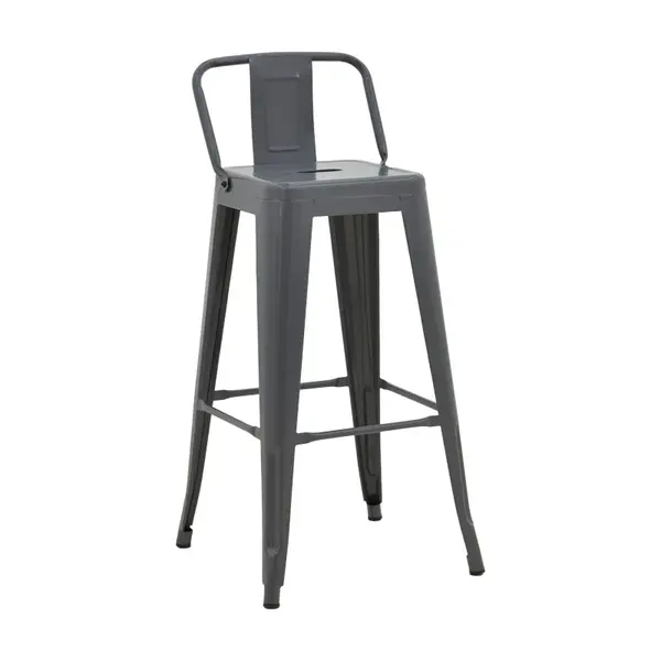 Taburet de bar cu spatar de inaltime medie Utopia din metala, antracit, 42x42x86 cm