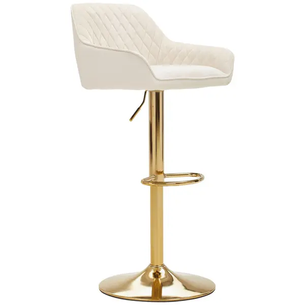 Taburet De Bar din metal, textil, crem, auriu