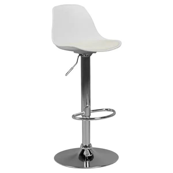 Taburet De Bar din plastic, textil, alb
