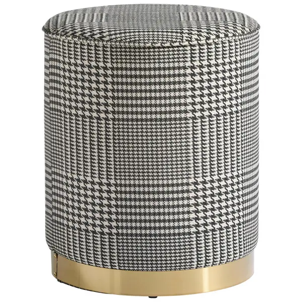 Taburet din material pe bază de lemn, textil, negru