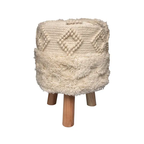 Taburet din textil, culoare natur