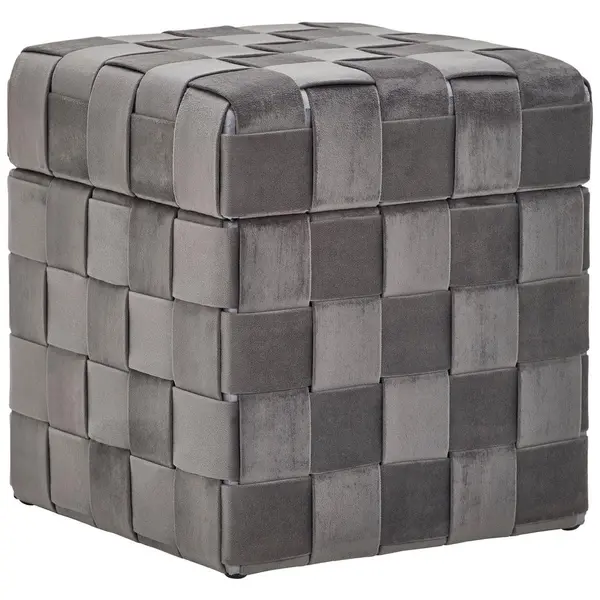 Taburet din textil, material pe bază de lemn, gri