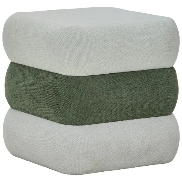Taburet din textil, material pe bază de lemn, verde, alb