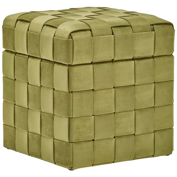 Taburet din textil, material pe bază de lemn, verde