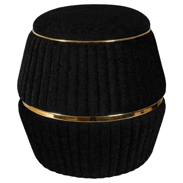 Taburet din textil, negru, auriu