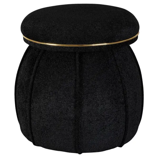 Taburet din textil, negru, auriu