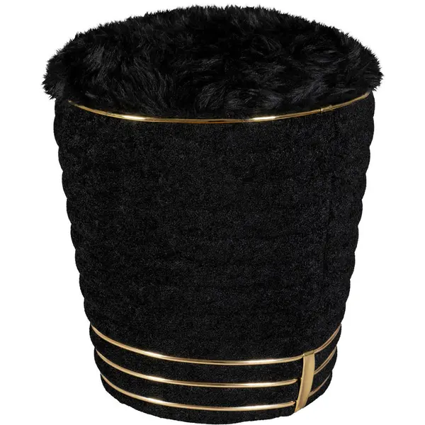 Taburet din textil, negru, auriu