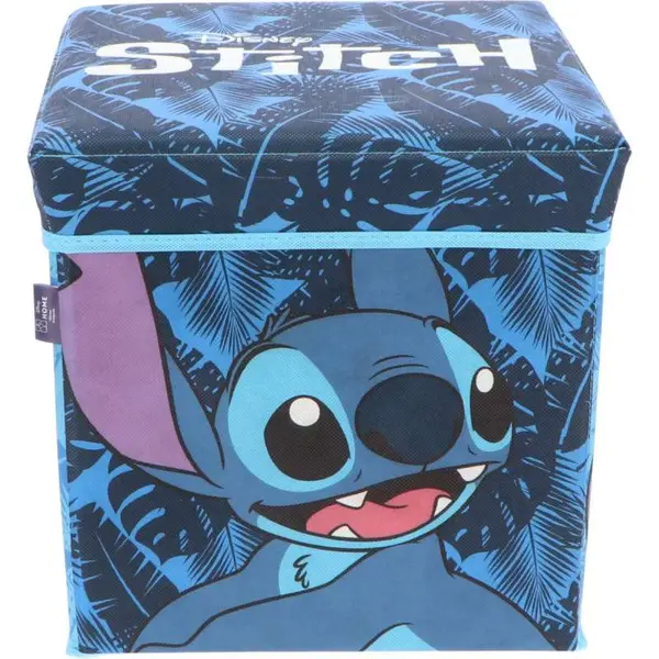 Taburet Pliabil cu Spatiu de Depozitare, Tip Cutie, Multicolor, Sarcina Maxima 80 kg, 30x30x30 cm, Stitch Engros