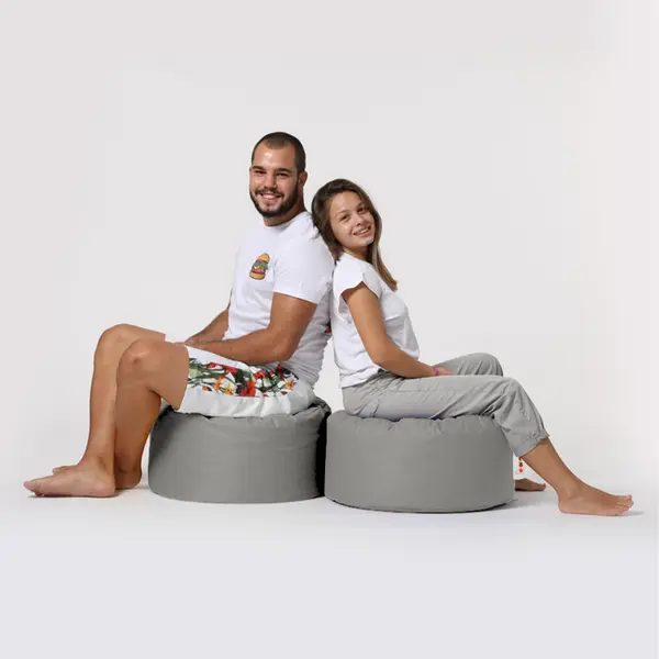 Taburet puf beanbag de gradina Round Gri
