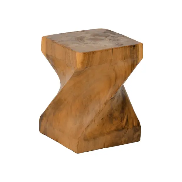 Taburet Twister din lemn Suar, Natural, 30x30x45 cm