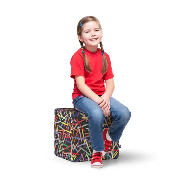 Taburet Updeco cub L Confetti fundal negru