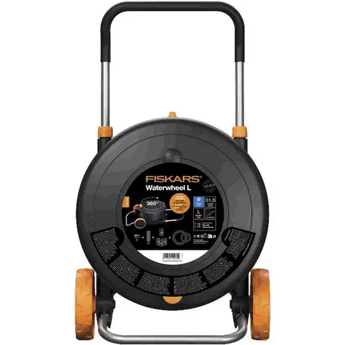 Tambur cu furtun L, Fiskars, Plastic, 13 mm, 1/2inch, 30 m, Negru