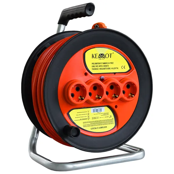 Tambur prelungitor electric 50m 3x2.5mm 4 prize IP20 3300W E-PS25T50