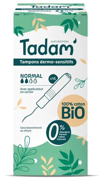 Tampoane BIO hipoalergenice Normal cu aplicator, 16 bucati, Tadam