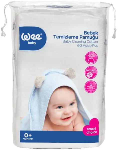 Tampoane de vată pentru curățarea corpului Wee Baby, 60 buc.