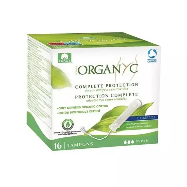 Tampoane Super Compact din Bumbac Organic, 16 Bucati, Organyc