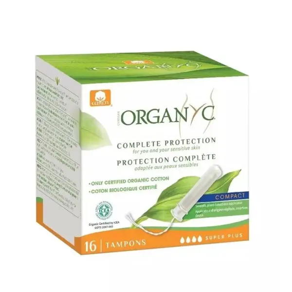 Tampoane Super Plus Compact din Bumbac Organic, 16 Bucati, Organyc