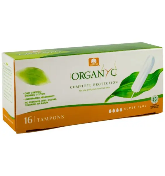 Tampoane SUPER PLUS din bumbac organic 16 buc