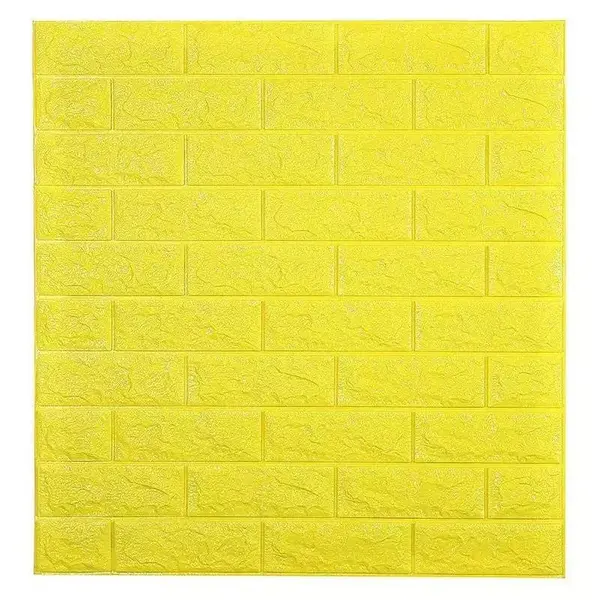 Tapet 3D caramida galbena auto-adeziv pentru interior, 70 x 77 cm