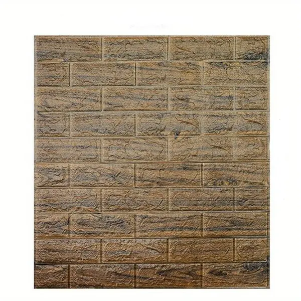 Tapet 3D caramida maro taupe cald, auto-adeziv pentru interior, 70 x 77 cm