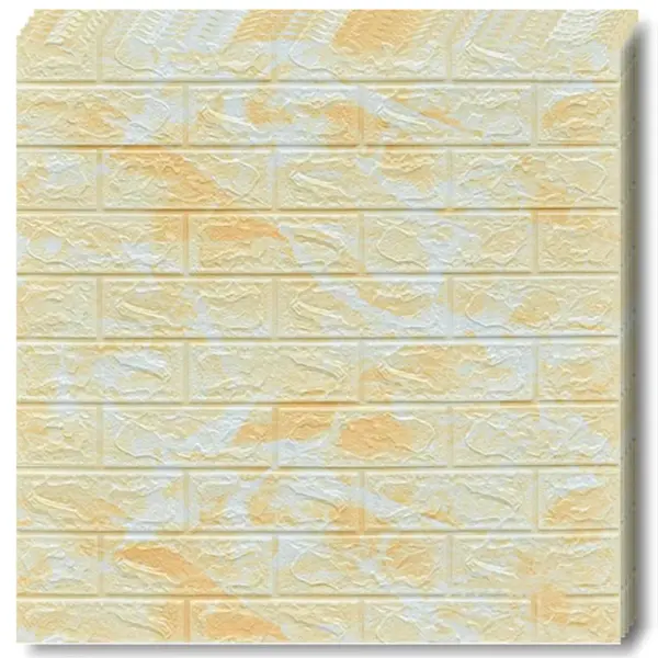 Tapet 3D caramida model galben-alb auto-adeziv pentru interior, 70 x 77 cm
