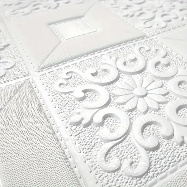 Tapet Autoadeziv 3D Alb 70x70 cm Waterproof Perete Tavan Decorativ Ornamental