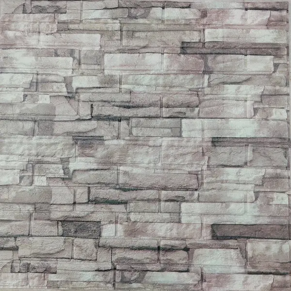Tapet Caramida 3D Decorativa Gri cu Roz Piatră Naturala 3D Efect Zidarie
