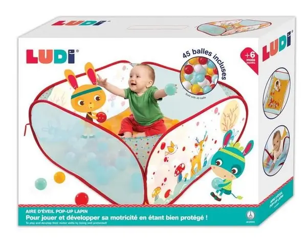 Tarc de joacă pentru bebeluși Ludi - Iepure, pliabil