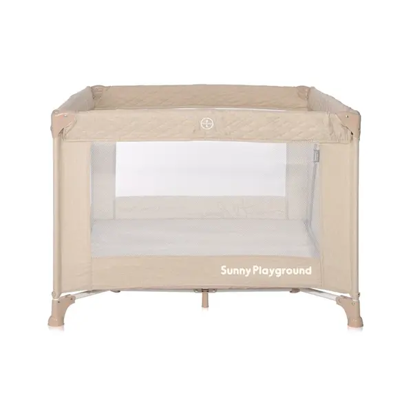 Tarc de joaca pentru copii Lorello Sunny Playground Fog Beige Star deschidere laterala cu fermoar, geanta de transport