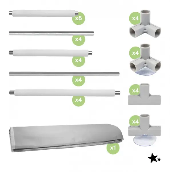 Tarc de joaca pentru copii MalPlay Kivo Grey, design modern si sigur, usa acces mare cu fermoar actionat din exterior, dimensiune 150 x 180 cm, cu buzunar din plasa