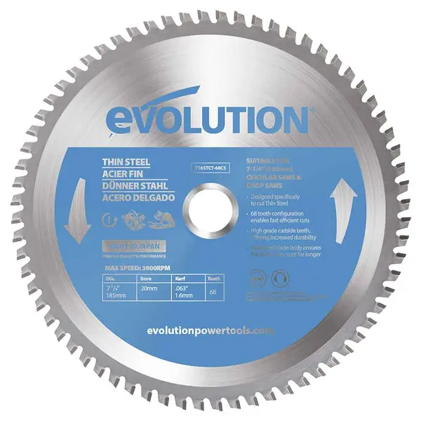 Tarcza TCT do cięcia cienkiej stali Evolution 185 mm 68T