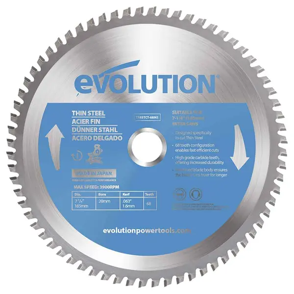 Tarcza TCT do cięcia cienkiej stali Evolution 185 mm 68T