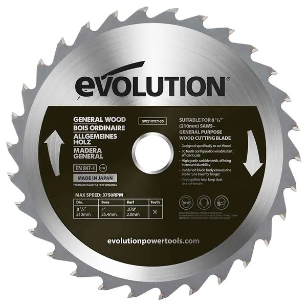 Tarcza TCT do cięcia drewna Evolution 210 mm 30T