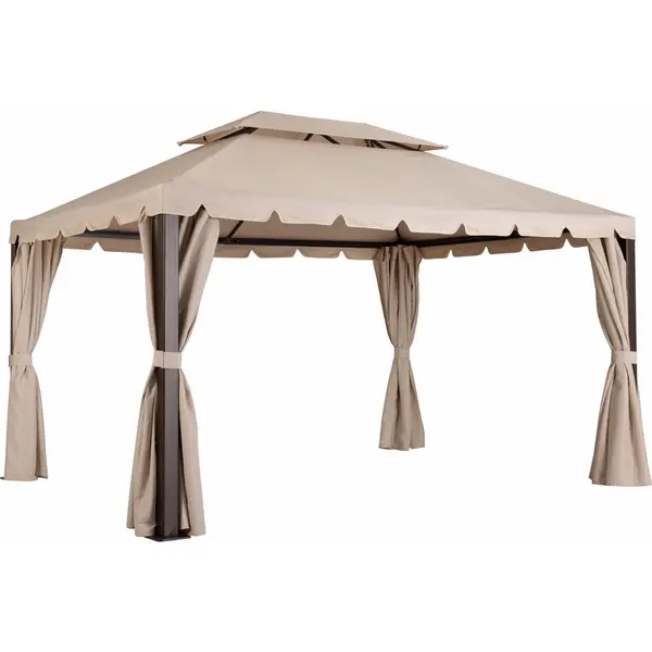 Tarrington House Pavilion Tarrington House cu perete lateral VEOMS, aluminiu / otel / poliester, 4 x 3 m, cu ventilatie, hidrofug, Bej
