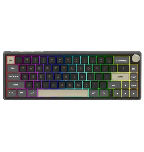 Tastatura Gaming Aqirys Talitha, Wireless 2.4Ghz, Bluetooth, Wired, USB, iluminare RGB (Negru/Maro)