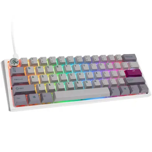 Tastatura Gaming Ducky One 3 Mist Grey Mini, iluminare RGB, Wired, USB, Cherry MX Ergo-Clear (Gri/Alb)