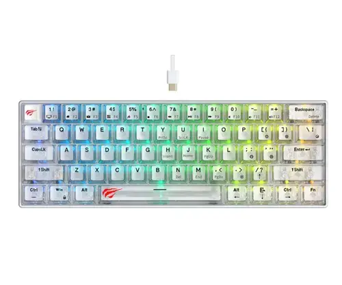 Tastatura Gaming Havit KB903L, iluminare RGB (Alb/Transparent)